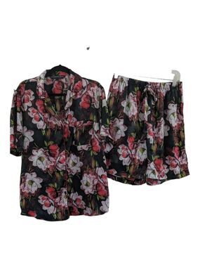 Alexander Del Rossa Satin Poly Bold Floral Shortie Pajama Set Size XL EUC
